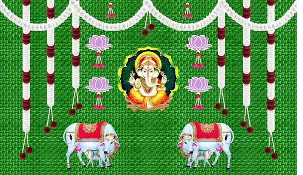 Multicolour_Polyester_Weaved_Coconut_Leaf_Hanging_Flower_Lotus_Backdrop_Cloth_For_Festival_/_Pooja_|_5*8