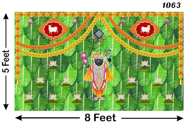 Multicolour_Polyester_Banana_Leaf_Pichwai_Lotus_Flower_Shree_Backdrop_Cloth_For_Festival_/_Pooja_|_5*8