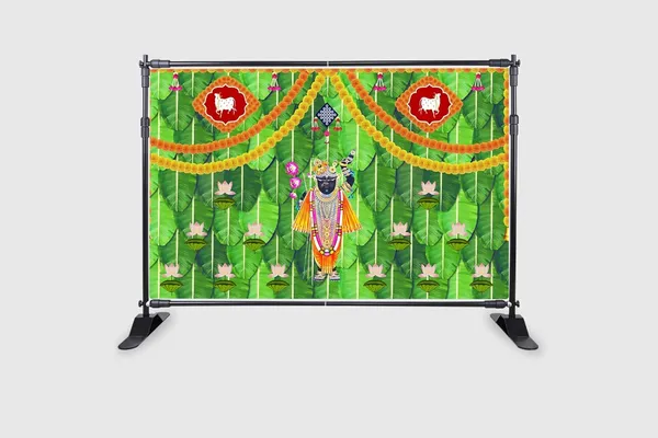 Multicolour_Polyester_Banana_Leaf_Pichwai_Lotus_Flower_Shree_Backdrop_Cloth_For_Festival_/_Pooja_|_5*8