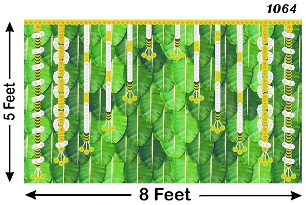 White_Polyester_Marigold_Hanging_Flower_Banana_Leaf_Backdrop_Cloth_For_Festival_/_Pooja_|_5*8