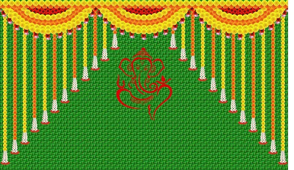 Red_Polyester_Weaved_Coconut_Leaf_Ganesh_Backdrop_Cloth_For_Festival_/_Pooja_|_5*8