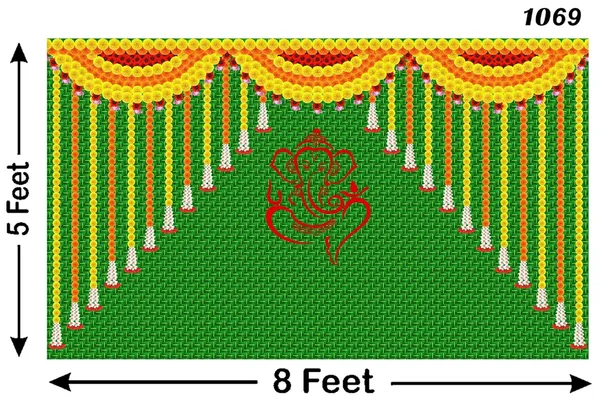 Red_Polyester_Weaved_Coconut_Leaf_Ganesh_Backdrop_Cloth_For_Festival_/_Pooja_|_5*8