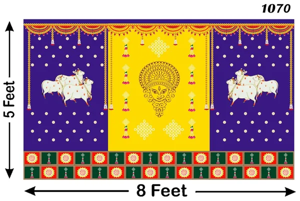Multicolour_Polyester_Two_Cow_Durga_Mata_Face_Backdrop_Cloth_For_Festival_/_Pooja_|_5*8
