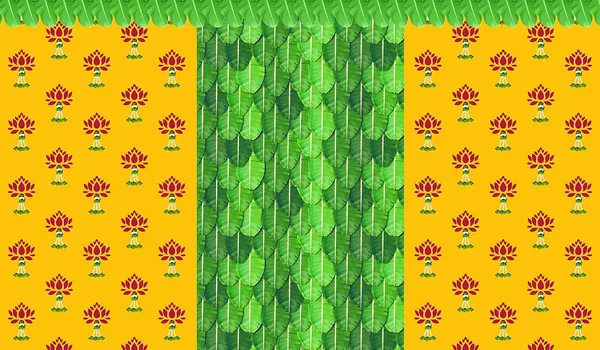 Multicolour_Polyester_Banana_Leaf_Lotus_Flower_Backdrop_Cloth_For_Festival_/_Pooja_|_5*8