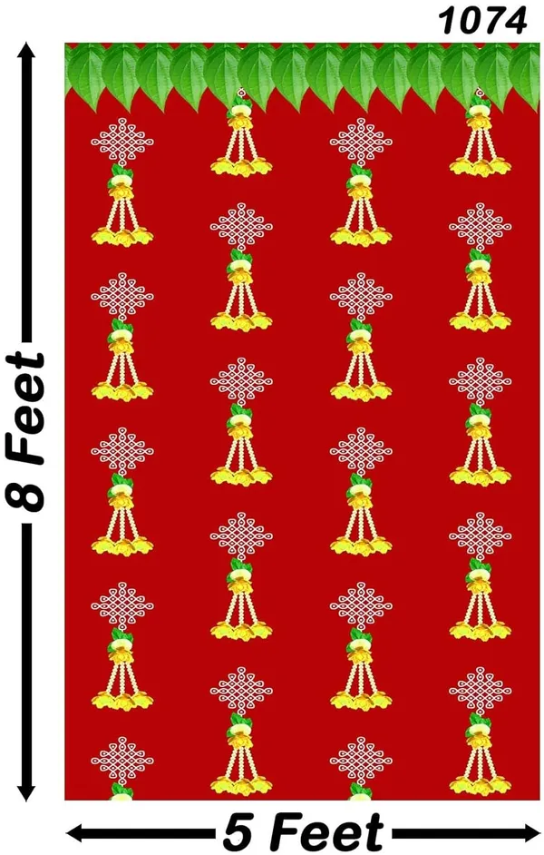 Red_Polyester_Kolam_Muggu_Flower_Backdrop_Cloth_For_Festival_/_Pooja_|_8*5