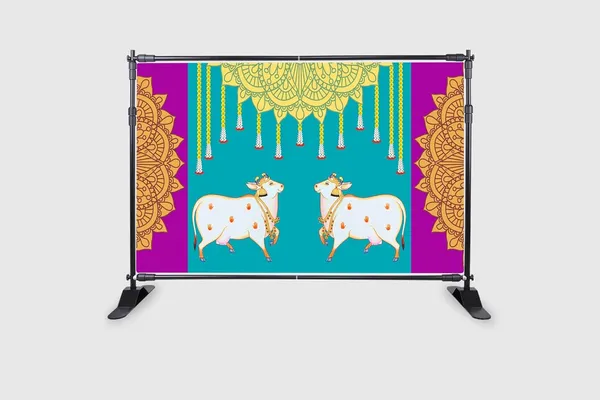 Blue_&_Purple_Polyester_Two_Cow_Rangoli_Hanging_Backdrop_Cloth_For_Festival_/_Pooja_|_5*8