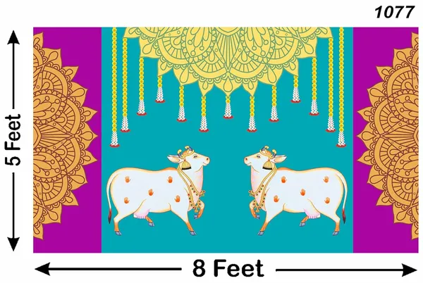 Blue_&_Purple_Polyester_Two_Cow_Rangoli_Hanging_Backdrop_Cloth_For_Festival_/_Pooja_|_5*8