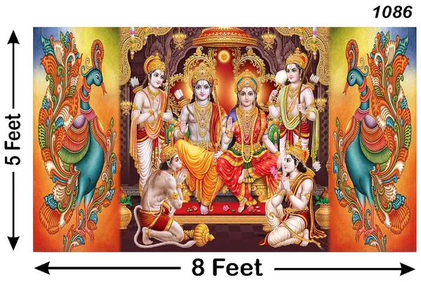 Multicolour_Polyester_Lord_Shree_Ram_Parivar_Backdrop_Cloth_For_Festival_/_Pooja_|_5*8