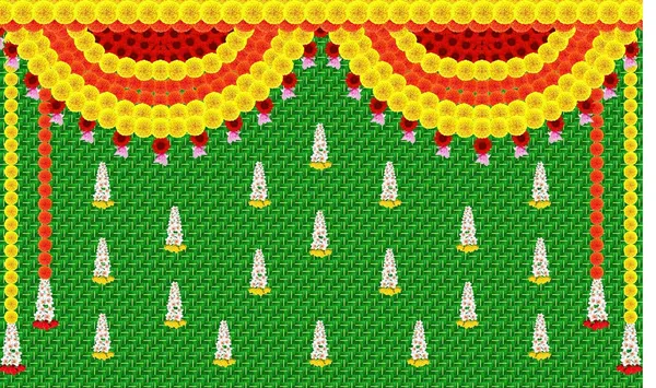 Multicolour_Polyester_Weaved_Coconut_Leaf_Marigold_Flower_Backdrop_Cloth_For_Festival_/_Pooja_|_5*8