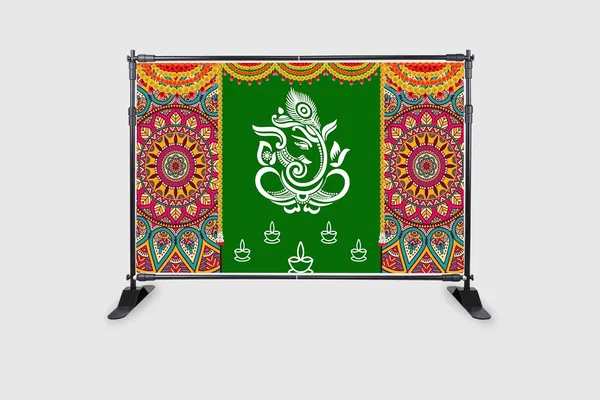 Multicolour_Polyester_Rangoli_Marigold_Flower_Ganeshji_Diya_Backdrop_Cloth_For_Festival_/_Pooja_|_5*8