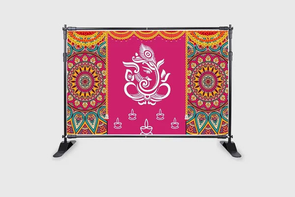 Multicolour_Polyester_Rangoli_Marigold_Flower_Ganeshji_Diya_Backdrop_Cloth_For_Festival_/_Pooja_|_5*8