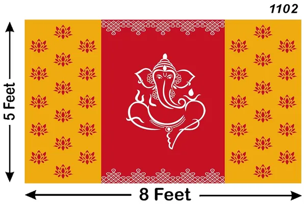 Red_Polyester_Lotus_Flower_Ganesh_Backdrop_Cloth_For_Festival_/_Pooja_|_5*8