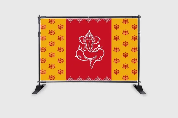 Red_Polyester_Lotus_Flower_Ganesh_Backdrop_Cloth_For_Festival_/_Pooja_|_5*8
