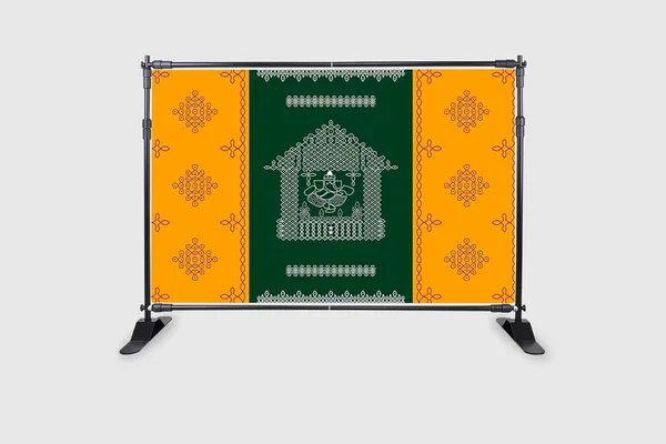 Multicolour_Polyester_Kolam_Muggu_Ganesh_Backdrop_Cloth_For_Festival_/_Pooja_|_5*8