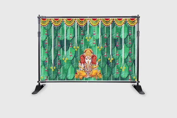 Multicolour_Polyester_Banana_Leaf_Marigold_Flower_Ganesh_Backdrop_Cloth_For_Festival_/_Pooja_|_5*8