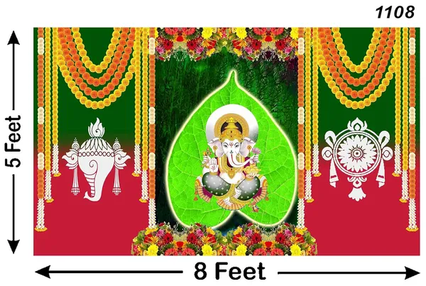 Multicolour_Polyester_Thirunaamam_Shanku_Chakra_Namam_Ganeshji_Events_Backdrop_Cloth_For_Festival_/_Pooja_|_5*8