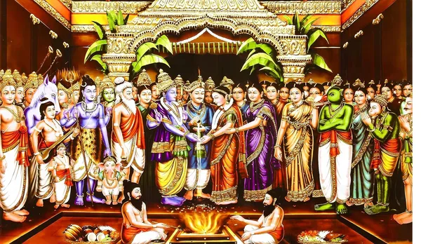 Multicolour_Polyester_Lord_Venkateshwara_Wedding_Srinivasa_Kalyanam_Backdrop_Cloth_For_Festival_/_Pooja_|_5*8