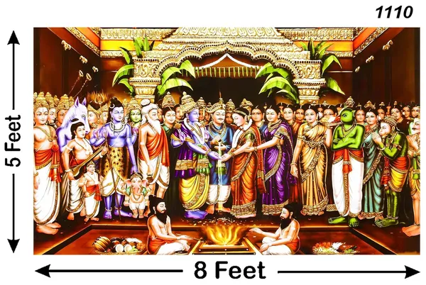 Multicolour_Polyester_Lord_Venkateshwara_Wedding_Srinivasa_Kalyanam_Backdrop_Cloth_For_Festival_/_Pooja_|_5*8