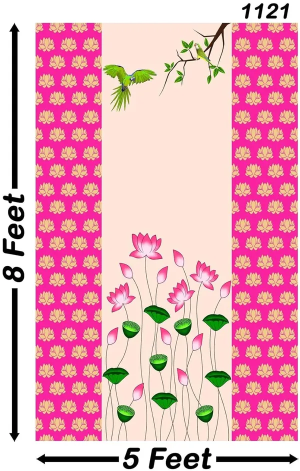 Multicolour_Polyester_Lotus_Flower_Parrot_Backdrop_Cloth_For_Festival_/_Pooja_|_8*5