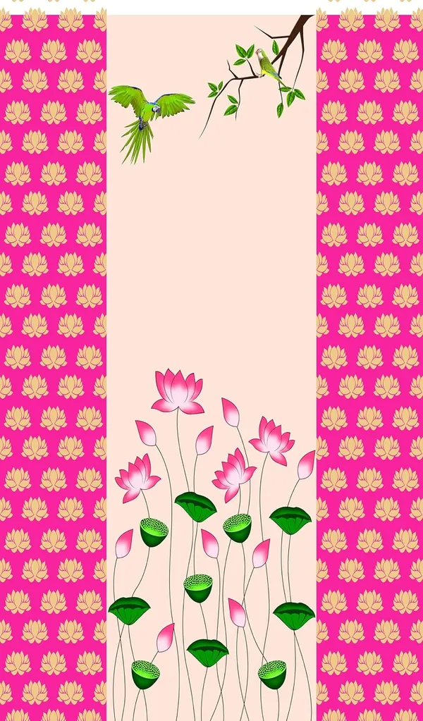 Multicolour_Polyester_Lotus_Flower_Parrot_Backdrop_Cloth_For_Festival_/_Pooja_|_8*5