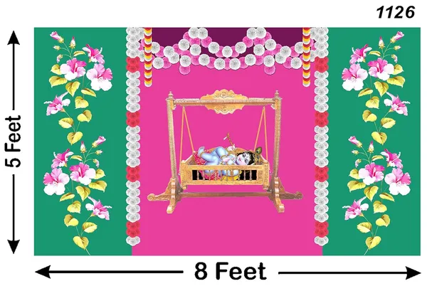Multicolour_Polyester_Little_Krishna_Cradle_Backdrop_Especially_Cloth_For_Festival_/_Pooja_|_5*8