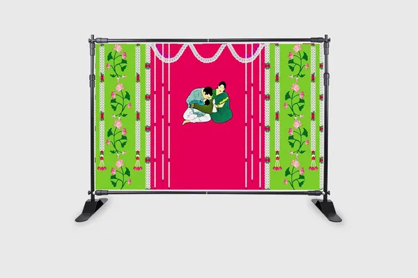 Green_&_Pink_Polyester_Flower_Backdrop_Baby_Shower_Cloth_For_Festival_/_Pooja_|_5*8