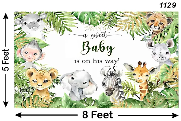 Multicolour_Polyester_Jungle_Safari_Animals_Theme_Newborn_Baby_Backdrop_Cloth_For_Festival_/_Pooja_|_5*8