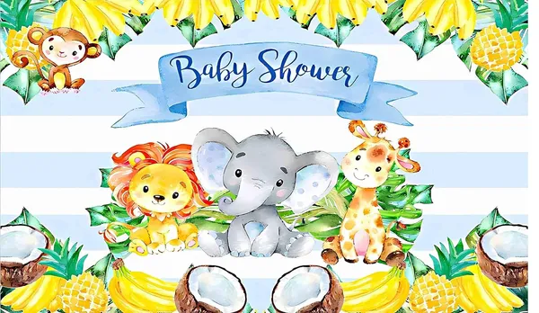 Multicolour_Polyester_Jungle_Safari_Animals_Baby_Shower_Backdrop_Cloth_For_Festival_/_Pooja_|_5*8