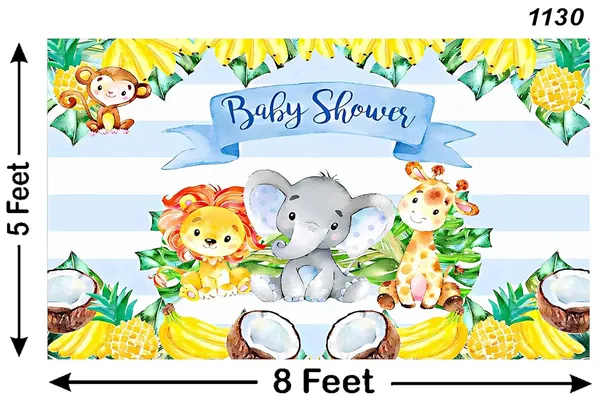 Multicolour_Polyester_Jungle_Safari_Animals_Baby_Shower_Backdrop_Cloth_For_Festival_/_Pooja_|_5*8