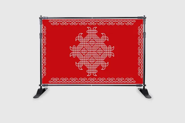 Red_&_White_Polyester_Colour_Dot_Kollam_Rangoli_Backdrop_Cloth_For_Festival_/_Pooja_|_5*8