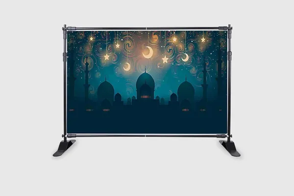 Multicolour_Polyester_Islam_Mosque_Silhouette_Moon_Star_Night_Backdrop_Cloth_For_Festival_/_Pooja_|_5*8