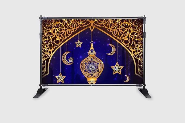 Multicolour_Polyester_Muslim_Ramadan_Kareem_Mosque_Silhouette_Moon_Backdrop_Cloth_For_Festival_/_Pooja_|_5*8