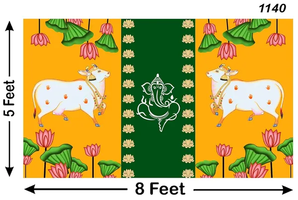 Multicolour_Polyester_Ganeshji_Two_Cows_Backdrop_Cloth_For_Festival_/_Pooja_|_5*8