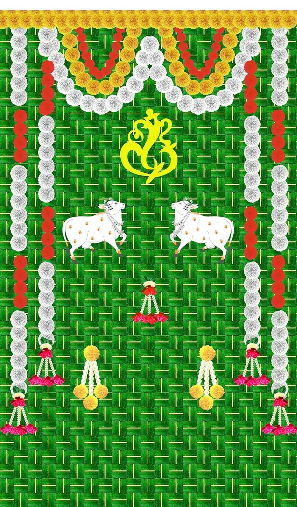 Multicolour_Polyester_Weaved_Coconut_Leaf_Ganeshji_Cows_Backdrop_Cloth_For_Festival_/_Pooja_|_8*5