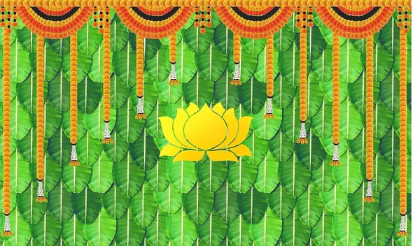 Yellow_Polyester_Marigold_Flower_Banana_Leaf_Lotus_Backdrop_Cloth_For_Festival_/_Pooja_|_5*8