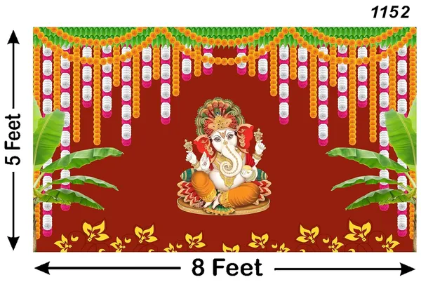 Multicolour_Polyester_Marigold_Flower_Banana_Leaf_Ganeshji_Backdrop_Cloth_For_Festival_/_Pooja_|_5*8
