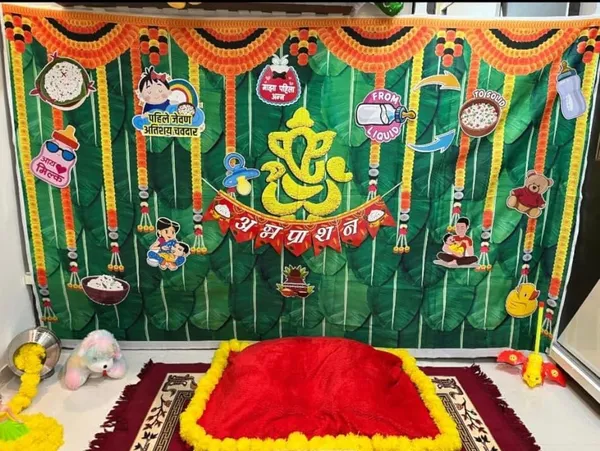 Multicolour_Polyester_Marigold_Flower_Banana_Leaf_Ganeshji_Backdrop_Cloth_For_Festival_/_Pooja_|_5*8