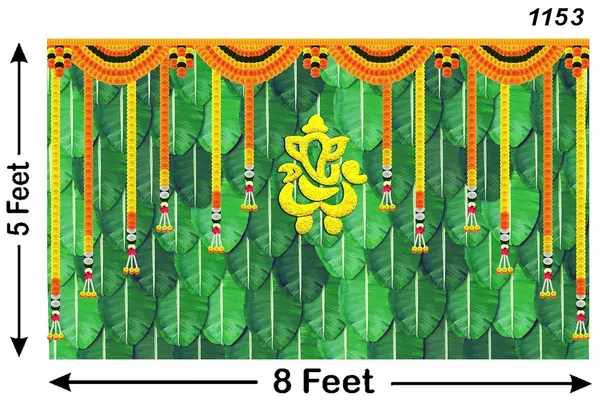 Multicolour_Polyester_Marigold_Flower_Banana_Leaf_Ganeshji_Backdrop_Cloth_For_Festival_/_Pooja_|_5*8
