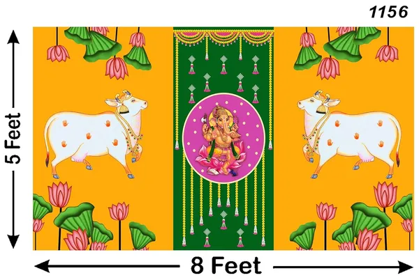 Multicolour_Polyester_Two_Cows_Ganeshji_Backdrop_Cloth_For_Festival_/_Pooja_|_5*8