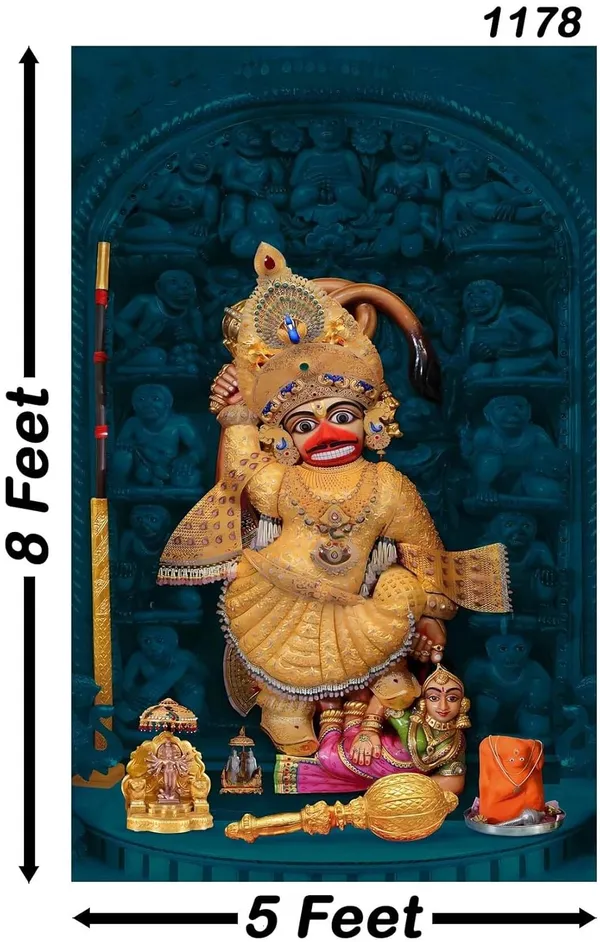 Multicolour_Polyester_Shree_Kashtbhanjan_Hanumanji_Maharaj_Backdrop_Cloth_For_Festival_/_Pooja_|_8*5