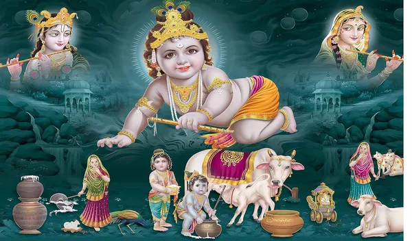 Multicolour_Polyester_Bal_Krishna_Matuki_Cows_Backdrop_Especially_Cloth_For_Festival_/_Pooja_|_5*8