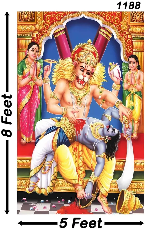 Multicolour_Polyester_Lord_Narasimha_Backdrop_Cloth_For_Festival_/_Pooja_|_8*5