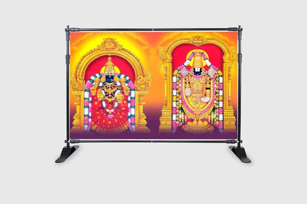 Multicolour_Polyester_Hindu_Goddess_Lakshmi_God_Venkateshwara_Form_Backdrop_Cloth_For_Festival_/_Pooja_|_5*8