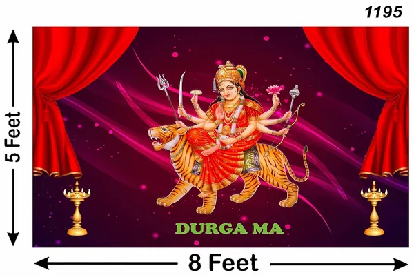Multicolour_Polyester_Goddess_Durga_Mata_Backdrop_5Feet_8Feet_Cloth_For_Festival_/_Pooja_|_5*8