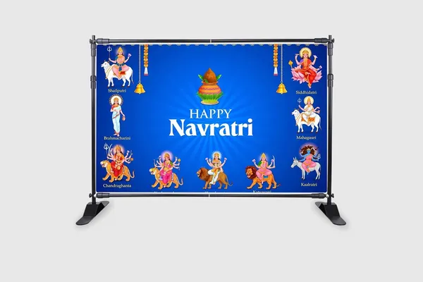 Multicolour_Polyester_Goddess_Navdurga_Nine_Devi_The_Celebration_Backdrop_Cloth_For_Festival_/_Pooja_|_5*8