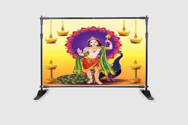 Multicolour_Polyester_Lord_Murugan_Kartikeya_Backdrop_Cloth_For_Festival_/_Pooja_|_5*8