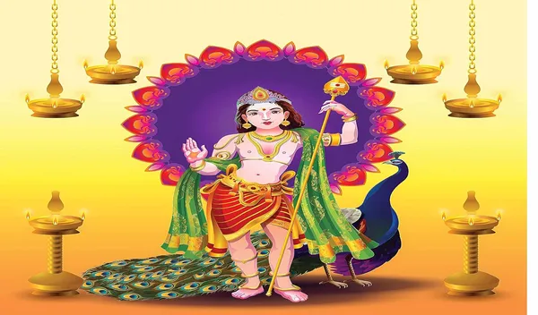 Multicolour_Polyester_Lord_Murugan_Kartikeya_Backdrop_Cloth_For_Festival_/_Pooja_|_5*8