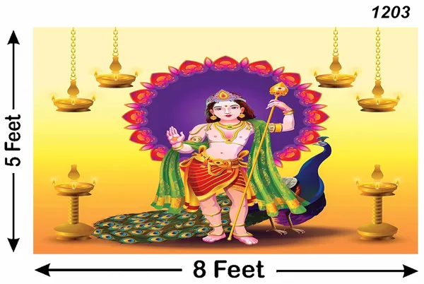 Multicolour_Polyester_Lord_Murugan_Kartikeya_Backdrop_Cloth_For_Festival_/_Pooja_|_5*8