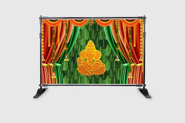 Multicolour_Polyester_Banana_Leaf_Marigold_Flower_Ganesh_Backdrop_Cloth_For_Festival_/_Pooja_|_5*8