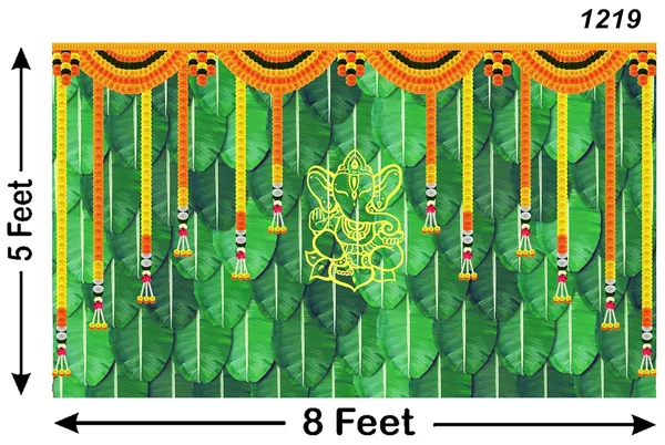 Yellow_Polyester_Banana_Leaf_Hanging_Flower_Ganeshji_Backdrop_Cloth_For_Festival_/_Pooja_|_5*8